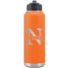 Personalized orange 32 oz vacuum insulated water bottle with 'Monogram letter N' design