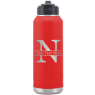 Personalized red 32 oz vacuum insulated water bottle with 'Monogram letter N' design