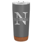 Personalized storm gray 20 oz vacuum insulated tumbler with 'Monogram letter N' design