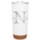 Personalized white 20 oz vacuum insulated tumbler with 'Monogram letter N' design