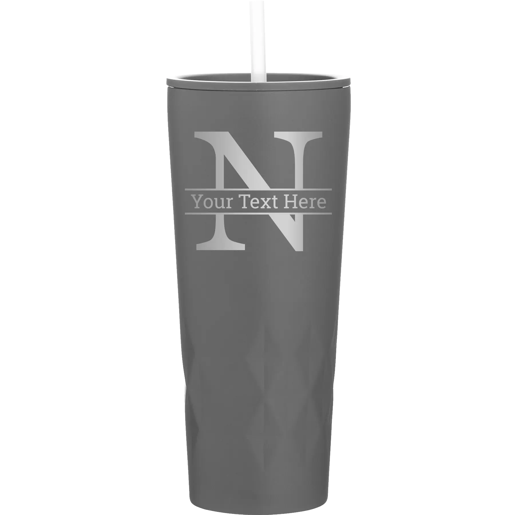 Personalized slate 20 oz vacuum insulated tumbler with 'Monogram letter N' design