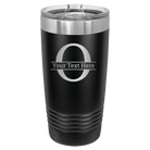 Personalized black 20 oz vacuum insulated tumbler with 'Monogram letter O' design