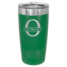 Personalized green 20 oz vacuum insulated tumbler with 'Monogram letter O' design