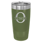 Personalized olive green 20 oz vacuum insulated tumbler with 'Monogram letter O' design