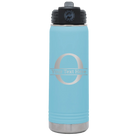 Personalized light blue 20 oz vacuum insulated water bottle with 'Monogram letter O' design