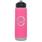 Personalized pink 20 oz vacuum insulated water bottle with 'Monogram letter O' design
