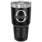 Personalized black 30 oz vacuum insulated tumbler with 'Monogram letter O' design