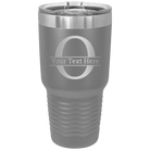 Personalized dark gray 30 oz vacuum insulated tumbler with 'Monogram letter O' design