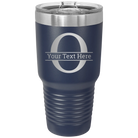 Personalized navy 30 oz vacuum insulated tumbler with 'Monogram letter O' design