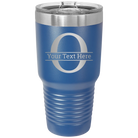 Personalized royal blue 30 oz vacuum insulated tumbler with 'Monogram letter O' design
