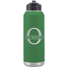 Personalized green 32 oz vacuum insulated water bottle with 'Monogram letter O' design