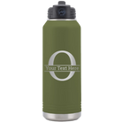 Personalized olive green 32 oz vacuum insulated water bottle with 'Monogram letter O' design