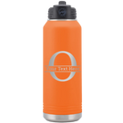 Personalized orange 32 oz vacuum insulated water bottle with 'Monogram letter O' design