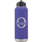 Personalized purple 32 oz vacuum insulated water bottle with 'Monogram letter O' design