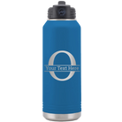 Personalized royal blue 32 oz vacuum insulated water bottle with 'Monogram letter O' design