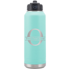 Personalized teal 32 oz vacuum insulated water bottle with 'Monogram letter O' design