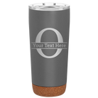Personalized storm gray 20 oz vacuum insulated tumbler with 'Monogram letter O' design