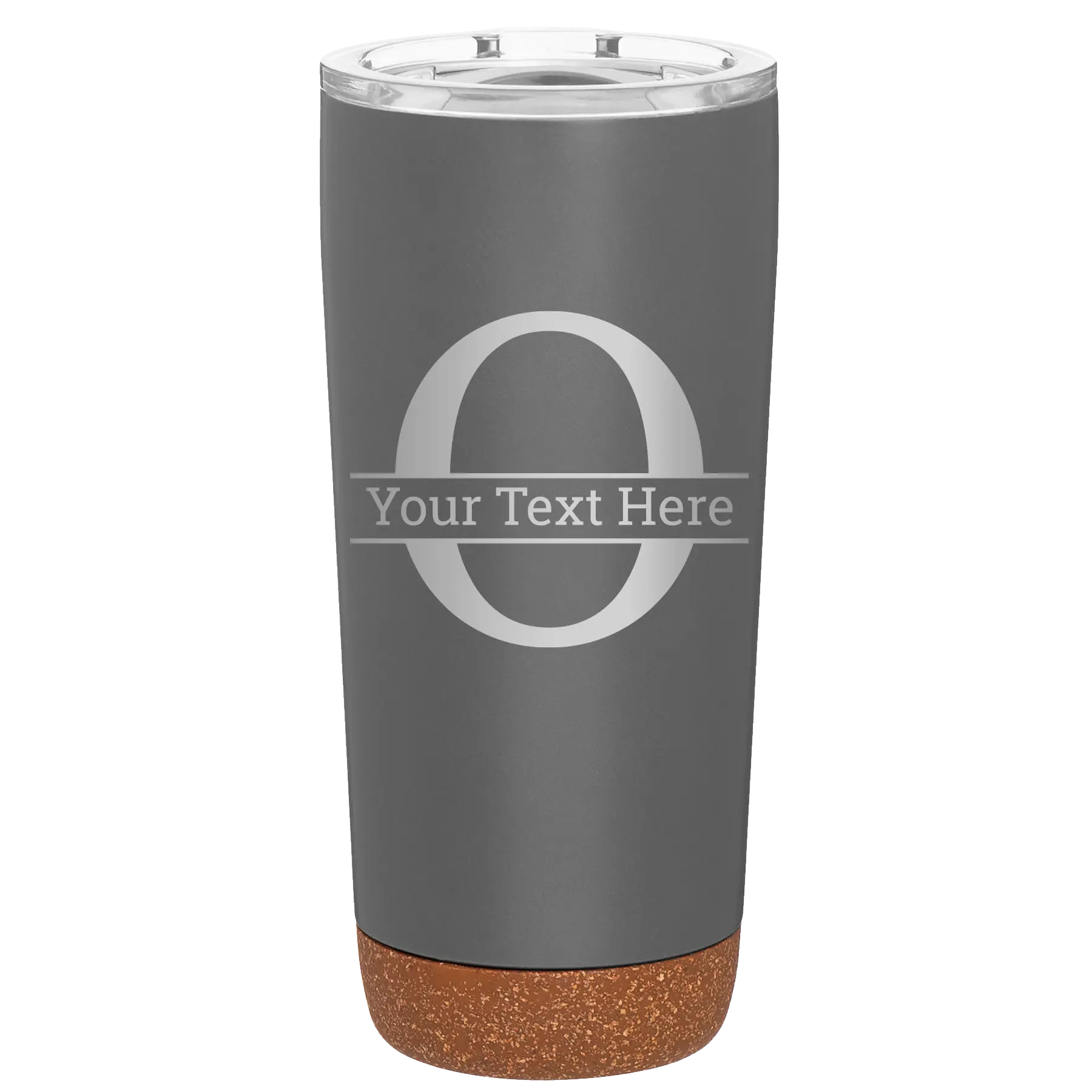 Personalized storm gray 20 oz vacuum insulated tumbler with 'Monogram letter O' design