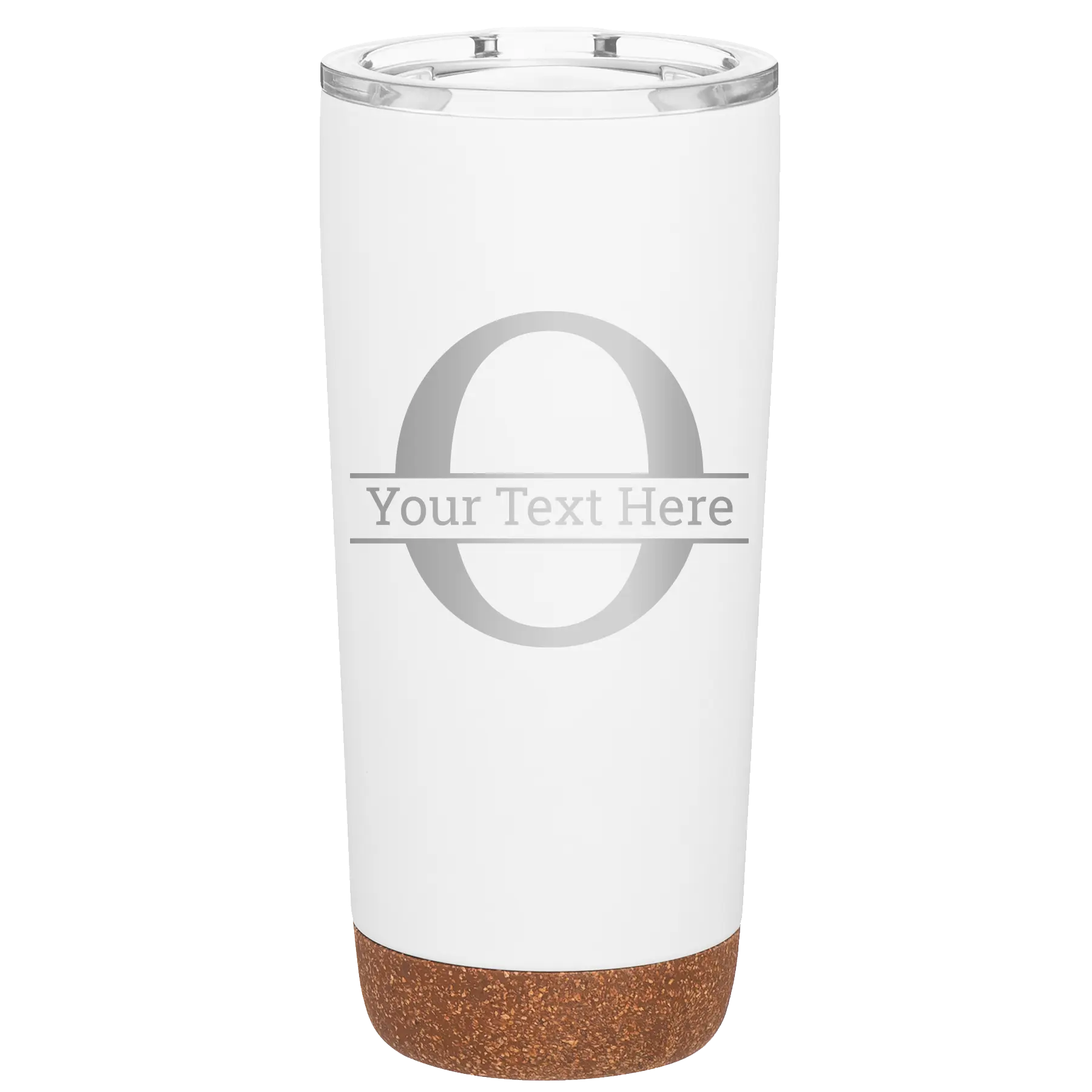 Personalized white 20 oz vacuum insulated tumbler with 'Monogram letter O' design