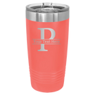 Personalized coral 20 oz vacuum insulated tumbler with 'Monogram letter P' design