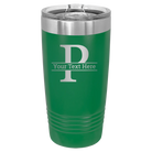 Personalized green 20 oz vacuum insulated tumbler with 'Monogram letter P' design