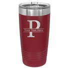Personalized maroon 20 oz vacuum insulated tumbler with 'Monogram letter P' design