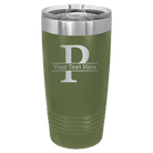 Personalized olive green 20 oz vacuum insulated tumbler with 'Monogram letter P' design