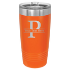 Personalized orange 20 oz vacuum insulated tumbler with 'Monogram letter P' design