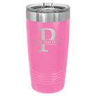 Personalized pink 20 oz vacuum insulated tumbler with 'Monogram letter P' design
