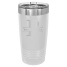 Personalized white 20 oz vacuum insulated tumbler with 'Monogram letter P' design
