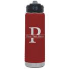 Personalized maroon 20 oz vacuum insulated water bottle with 'Monogram letter P' design