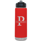 Personalized red 20 oz vacuum insulated water bottle with 'Monogram letter P' design