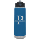Personalized royal blue 20 oz vacuum insulated water bottle with 'Monogram letter P' design