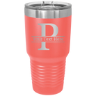 Personalized coral 30 oz vacuum insulated tumbler with 'Monogram letter P' design