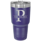 Personalized purple 30 oz vacuum insulated tumbler with 'Monogram letter P' design