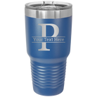 Personalized royal blue 30 oz vacuum insulated tumbler with 'Monogram letter P' design