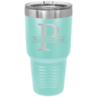 Personalized teal 30 oz vacuum insulated tumbler with 'Monogram letter P' design