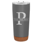 Personalized storm gray 20 oz vacuum insulated tumbler with 'Monogram letter P' design
