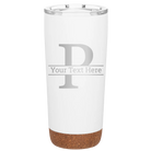 Personalized white 20 oz vacuum insulated tumbler with 'Monogram letter P' design