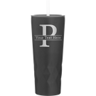 Personalized black 20 oz vacuum insulated tumbler with 'Monogram letter P' design