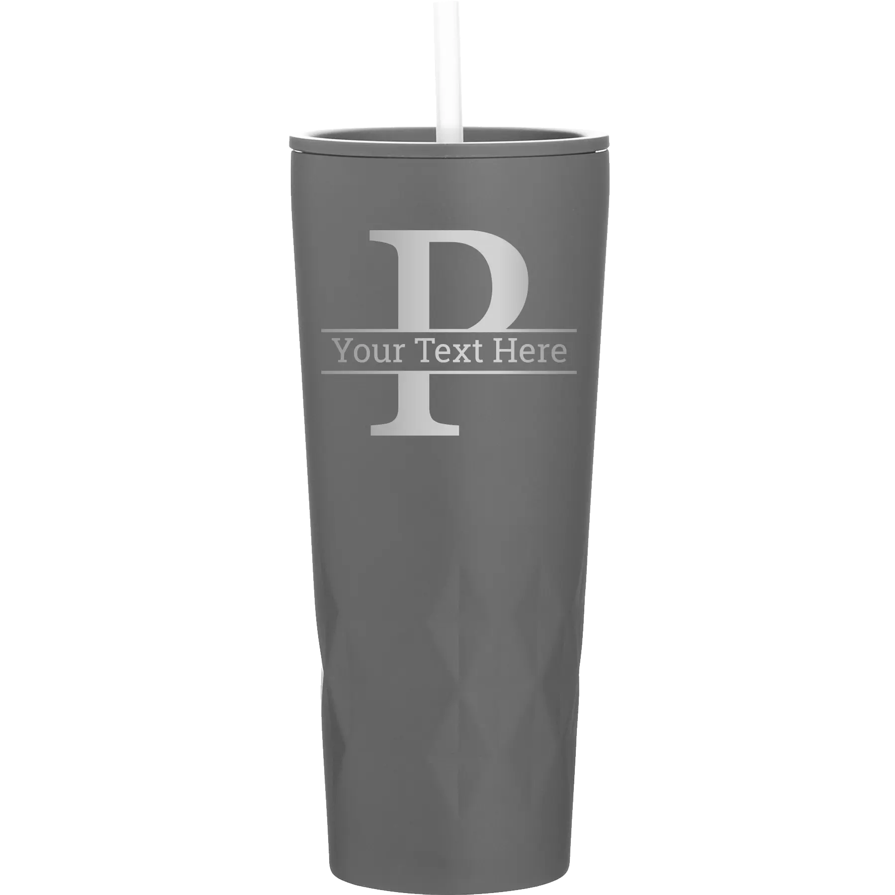 Personalized slate 20 oz vacuum insulated tumbler with 'Monogram letter P' design