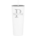 Personalized white 20 oz vacuum insulated tumbler with 'Monogram letter P' design