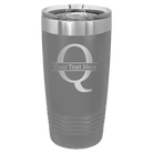 Personalized dark gray 20 oz vacuum insulated tumbler with 'Monogram letter Q' design