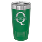Personalized green 20 oz vacuum insulated tumbler with 'Monogram letter Q' design