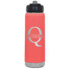 Personalized coral 20 oz vacuum insulated water bottle with 'Monogram letter Q' design