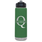 Personalized green 20 oz vacuum insulated water bottle with 'Monogram letter Q' design