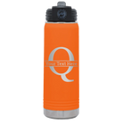 Personalized orange 20 oz vacuum insulated water bottle with 'Monogram letter Q' design
