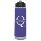 Personalized purple 20 oz vacuum insulated water bottle with 'Monogram letter Q' design