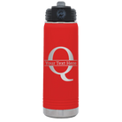 Personalized red 20 oz vacuum insulated water bottle with 'Monogram letter Q' design