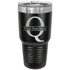 Personalized black 30 oz vacuum insulated tumbler with 'Monogram letter Q' design